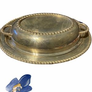 Antique Pilgrim silver plate serving dish